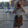 Reflection. Placa d'Espanya. I was wearing my new kilt in Campbell Ancient tartan.