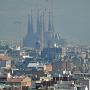 View to the far from finished church Sagrada Familia